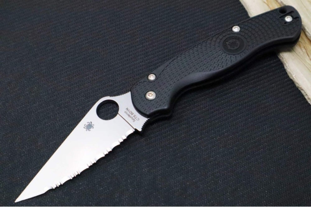 Spyderco Paramilitary 2 Lightweight - Black FRN Handle / Serrated Satin Blade /
