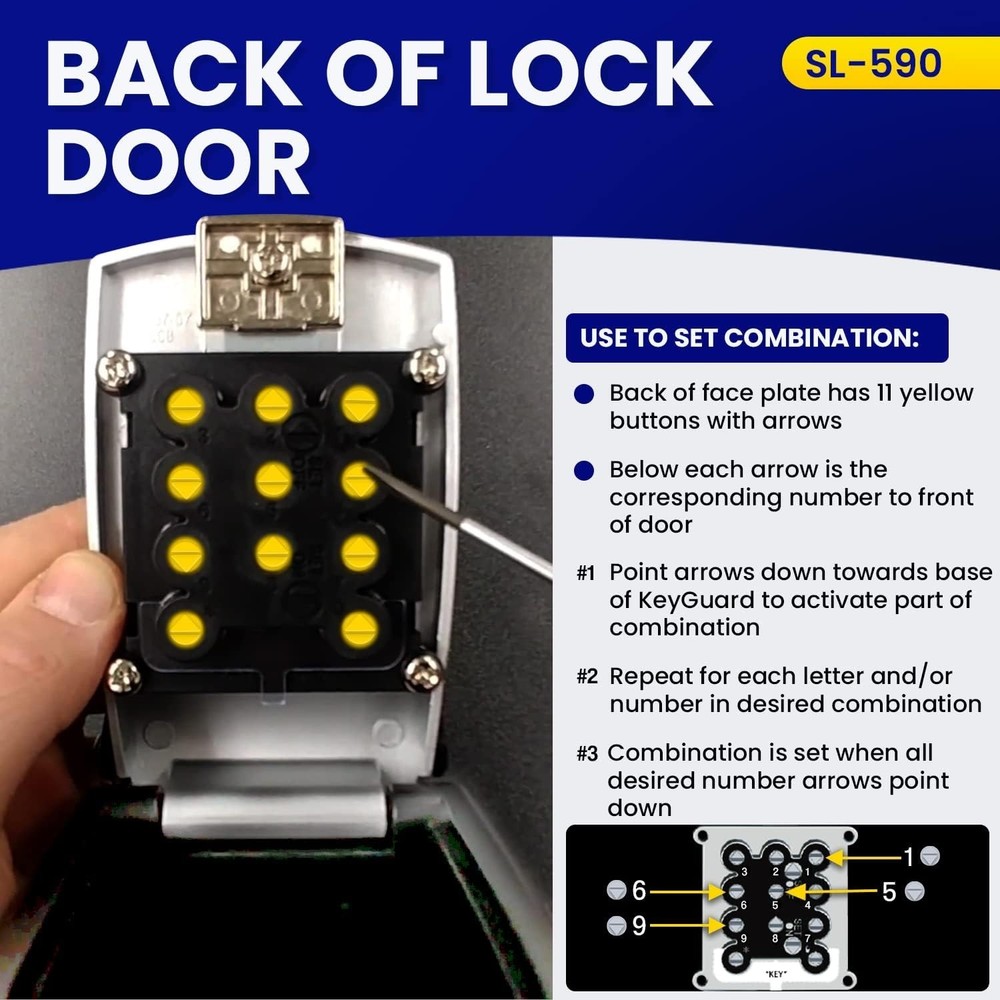 KeyGuard SL-590 Punch Button Lock Box - Secure Wall Mount Key Storage for Homes