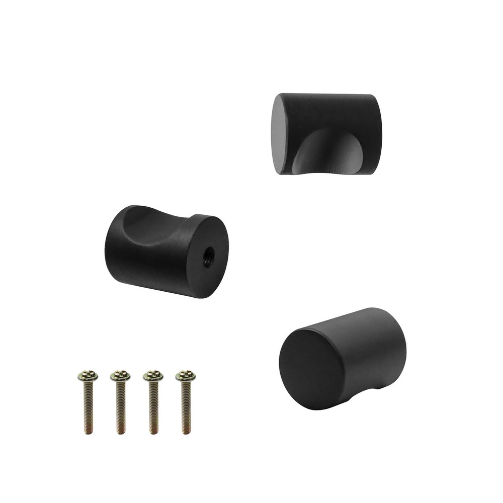 Coshar 4Pack Contemporary Cabinet Knobs Cylinder Shape Flat Black Brass Knobs...