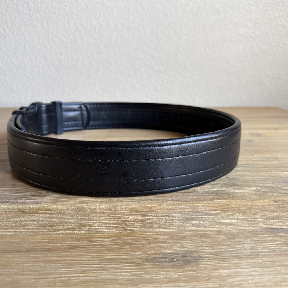 Uncle Mike's Mirage Duty Belt Leather 2" Medium Ultra Plain Black Hook and Loop