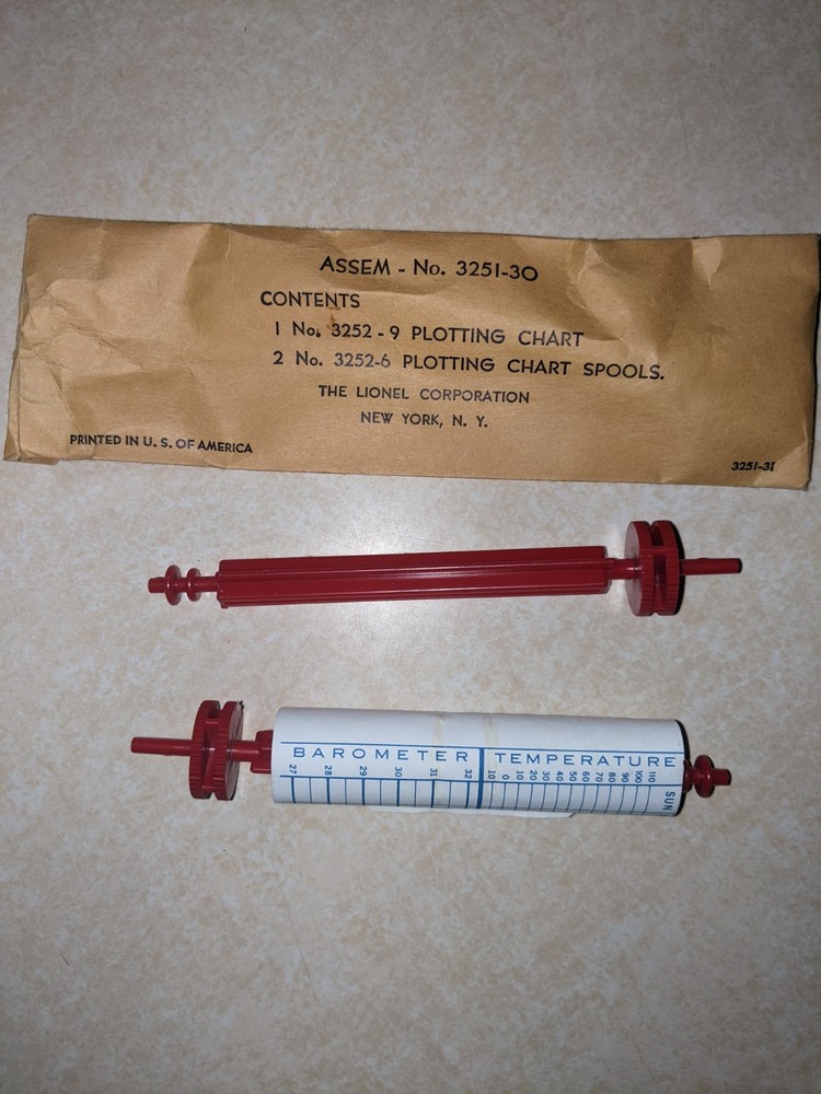 LIONEL POSTWAR 3251-30 RARE PLOTTING CHART W/SPOOLS NEW