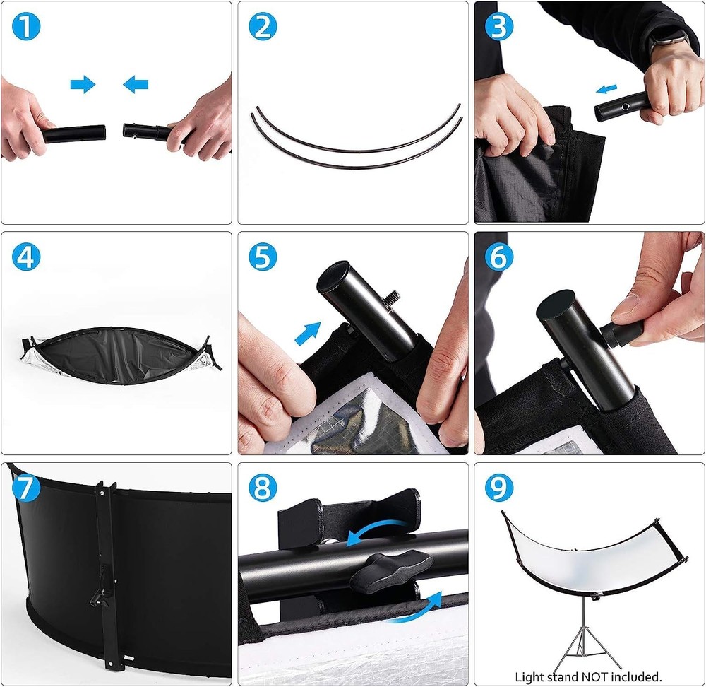 Curved Reflector Clamshell Light Reflector/Diffuser, 24x70 inches Photography...