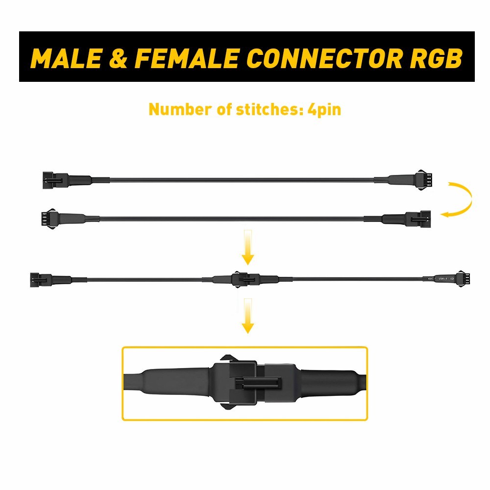 10Pcs 4 Pin 4.9ft RGB Rock lights Extension Wire Cable For LED Underbody Light