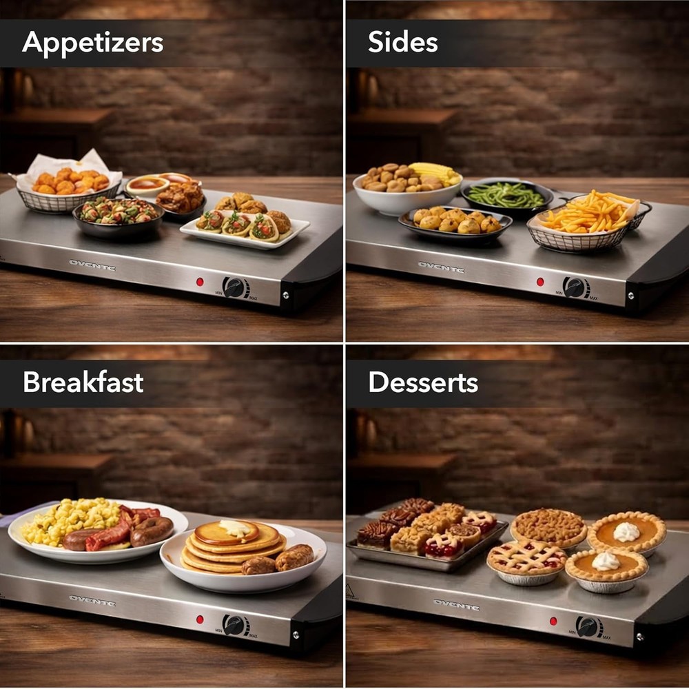 Electric Warming Tray - Adjustable Temperature Control for Buffets & Parties