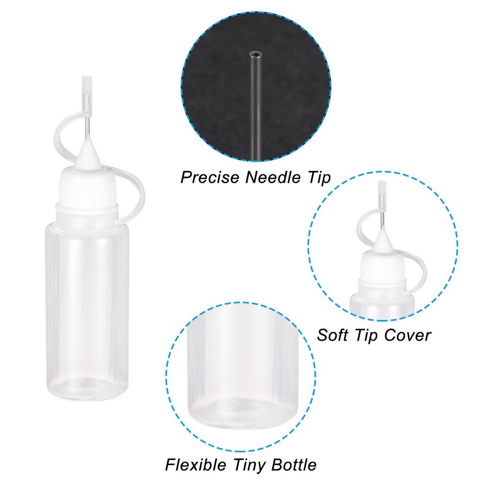 Needle Tip Bottle Precision Plastic Applicator 10ml White Hood 10pcs