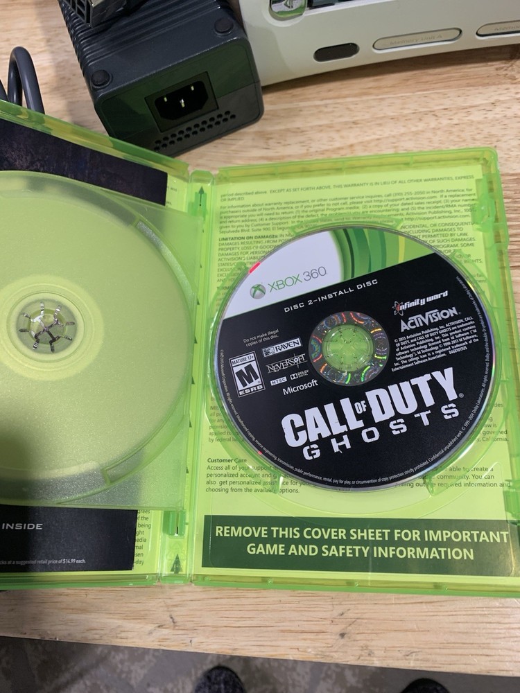 Microsoft Xbox 360 Console Bundle NewPowercord Ghost Controllers READdescription