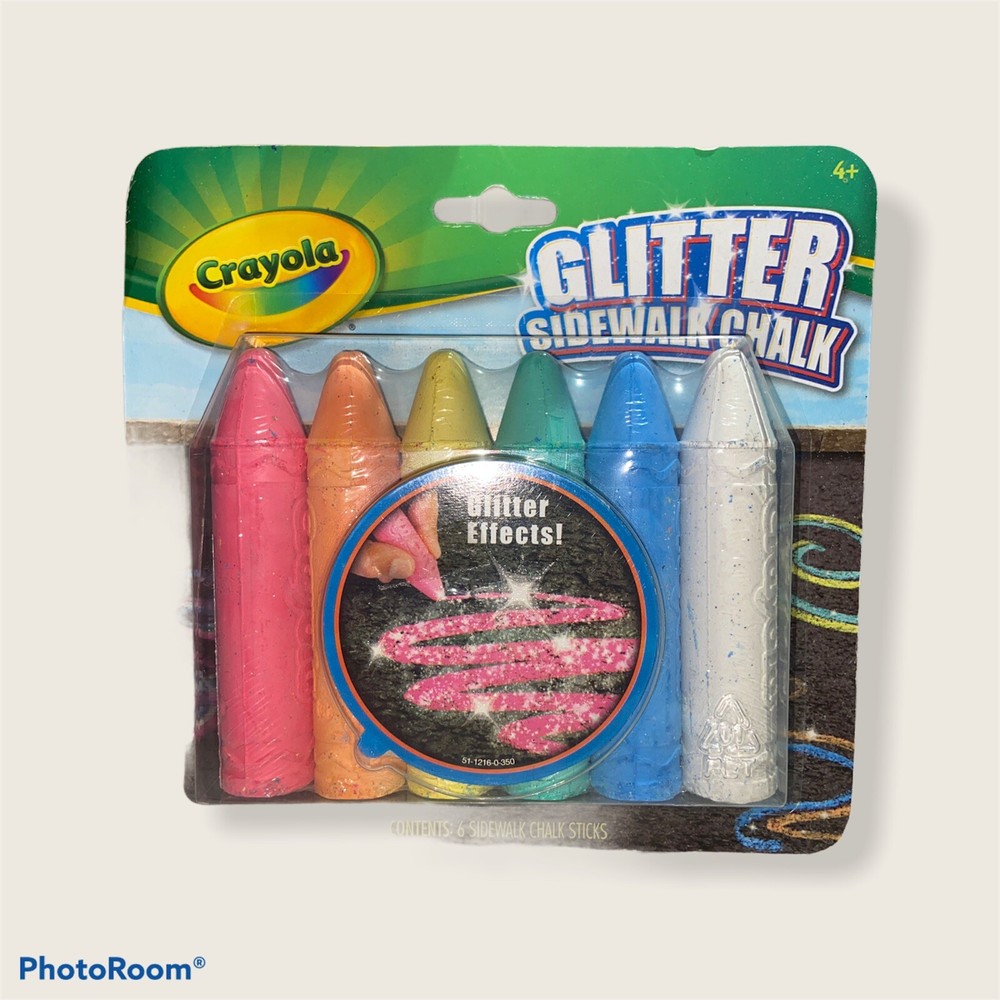 Crayola Washable Glitter Sidewalk Chalk, Assorted, 6 Sticks/Set
