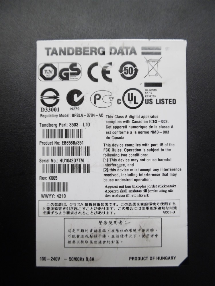 Tandberg Data 3503-LTO External Drive EB656B#351