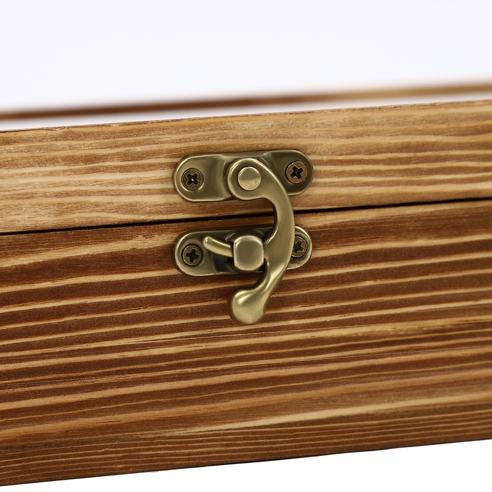 12-Compartment Wooden Spice Box with Spoon - Elegant Kitchen Storage Solution