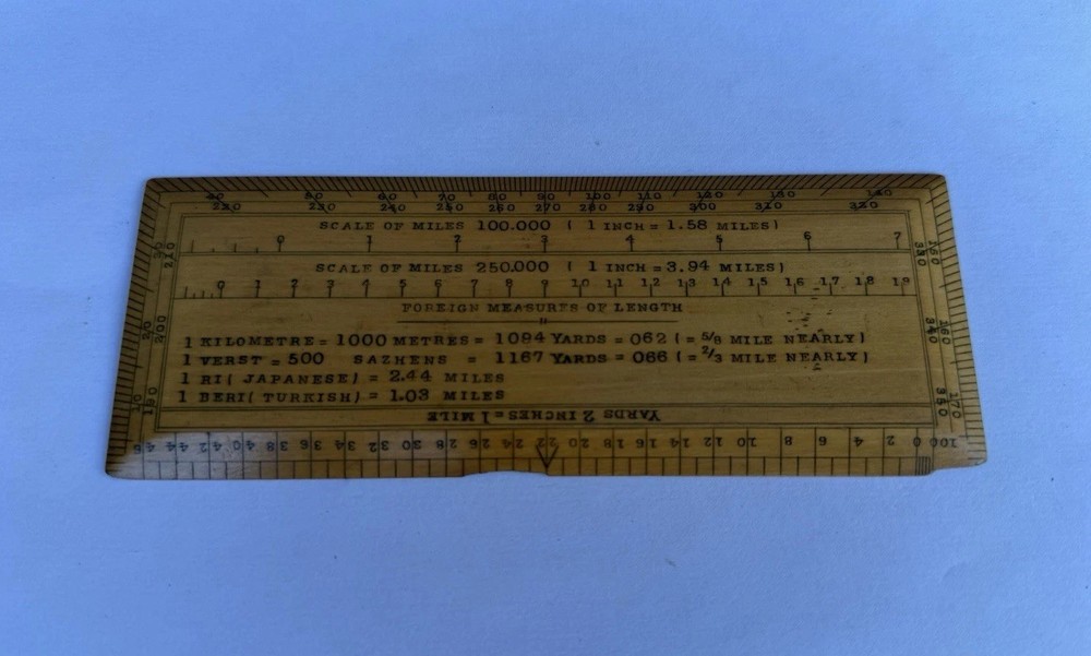 Vintage Original 6" Rectangular Protractor Map Scale Measuring Ruler Old Tool