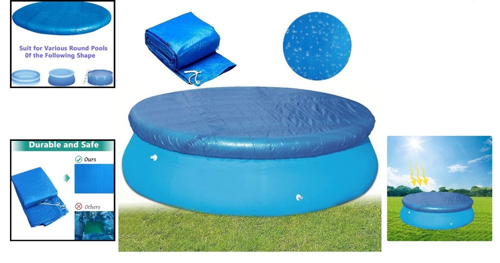 6FT Round Pool Cover: Solar Dust Protector with Drawstring Design for Elegance