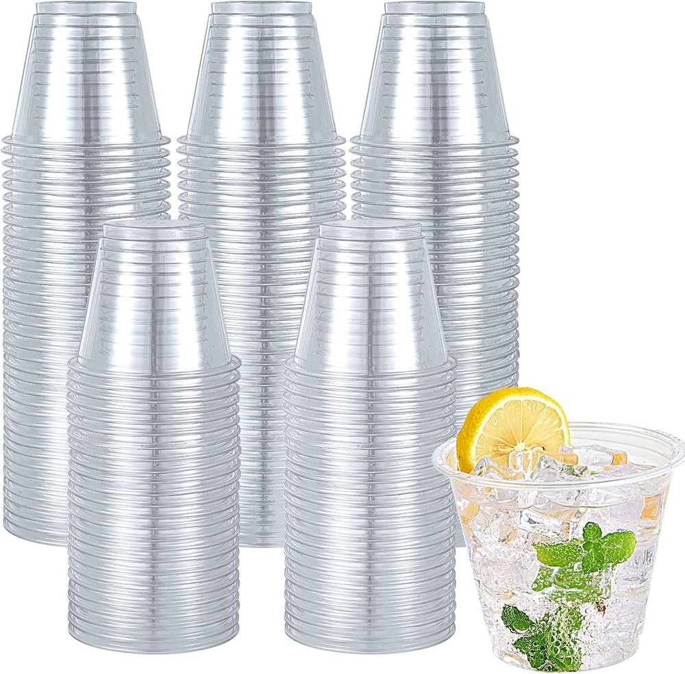 300 Pack 9oz Clear Plastic Cups,Disposable Crystal Drinking Cups,PET Plastic ...