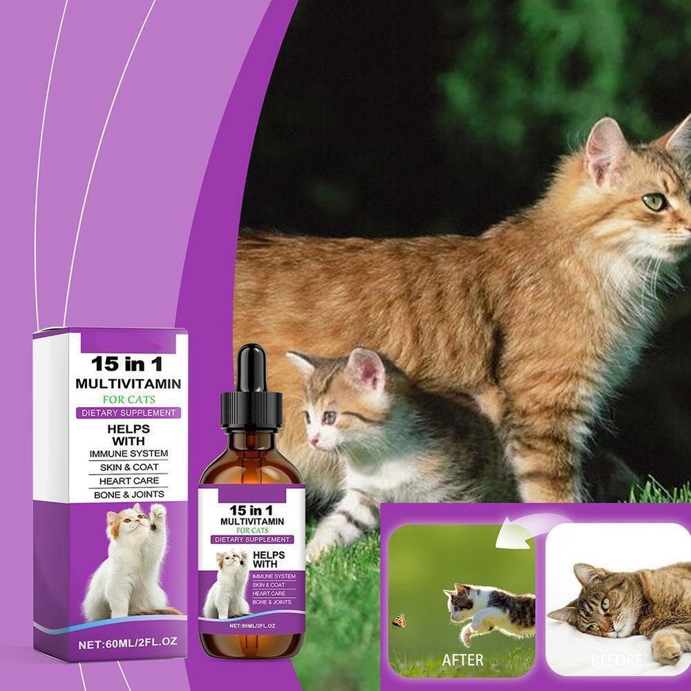 15-in-1 Cat Vitamins and Supplements Liquid Drops- |us`