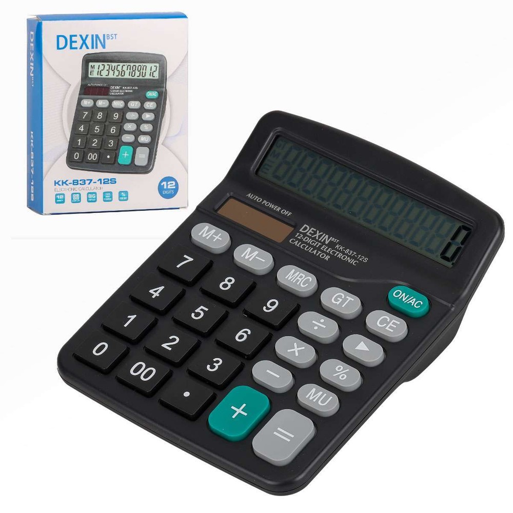 12-Digit Desktop Calculator Solar Battery Big Button Dual Power Large Display