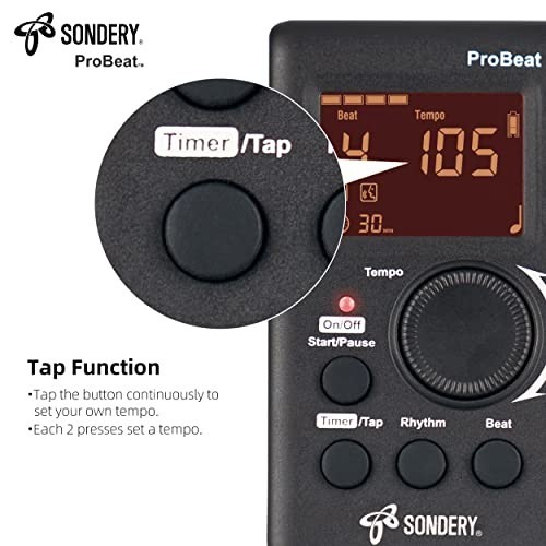 Digital Metronome Rechargeable with Timer Function for Piano, Guitar, Drum & Mor
