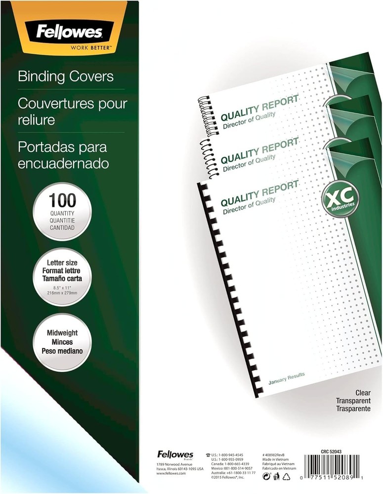 Durable 8mil Clear Document Covers for Letter-Sized Presentations - 100 Pack