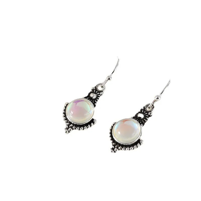 Rainbow Moonstone 925 sterling silver handmade Dangle Drop Earrings 2"