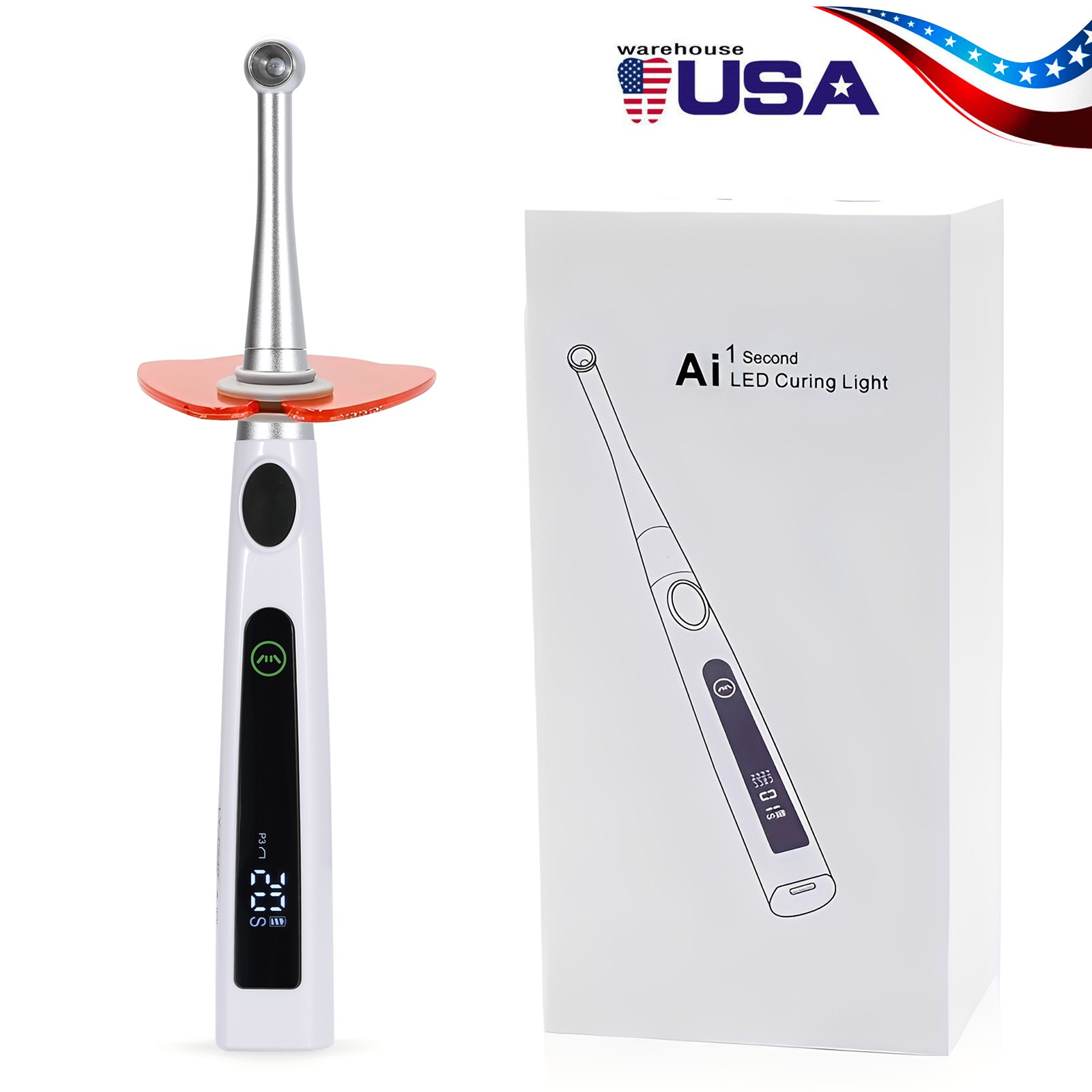 Dental Wireless Cordless LED Cure Curing Light Lamp 2400mw 5W Tool Resin 1 Sec