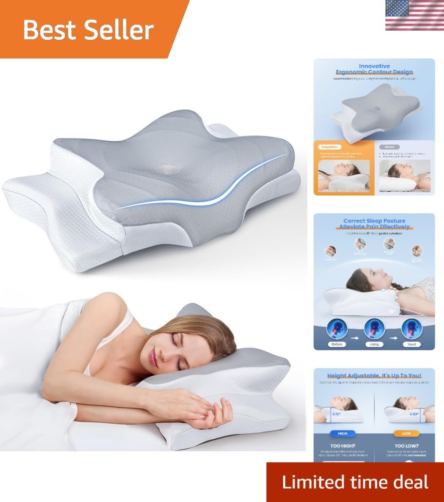 Luxury Cooling Pillow for Neck Support - Ergonomic Design & Adjustable Height