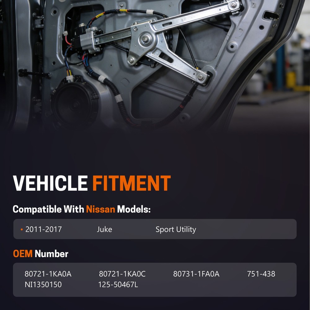 Front Driver Left Side Power Window Regulator w/ Motor for Nissan Juke 2011-2017