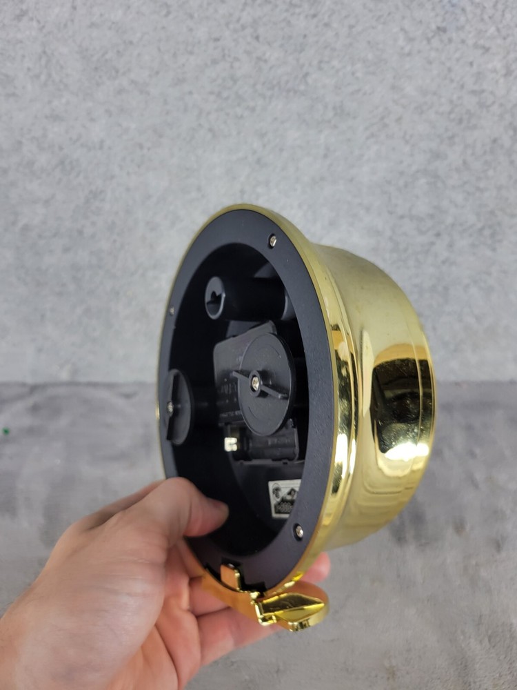 Round Table Clock Gold Trim ABS Plastic Quartz Movement China Made - Working