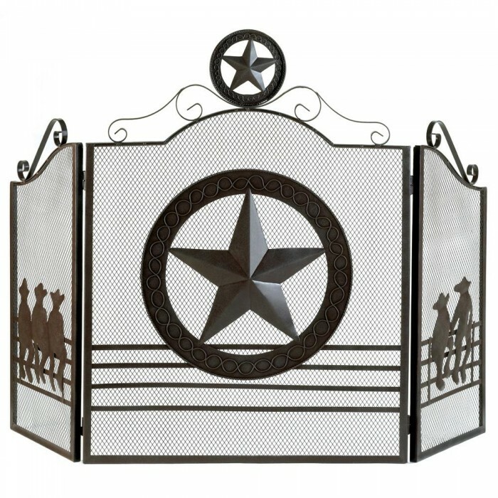 Lone Star Fireplace Screen Texas Western Rustic Decor