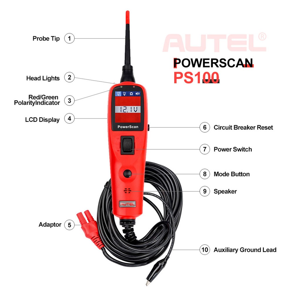 2024 Autel PowerScan PS100 Electrical Diagnostic 12V/24V Circuit Tester