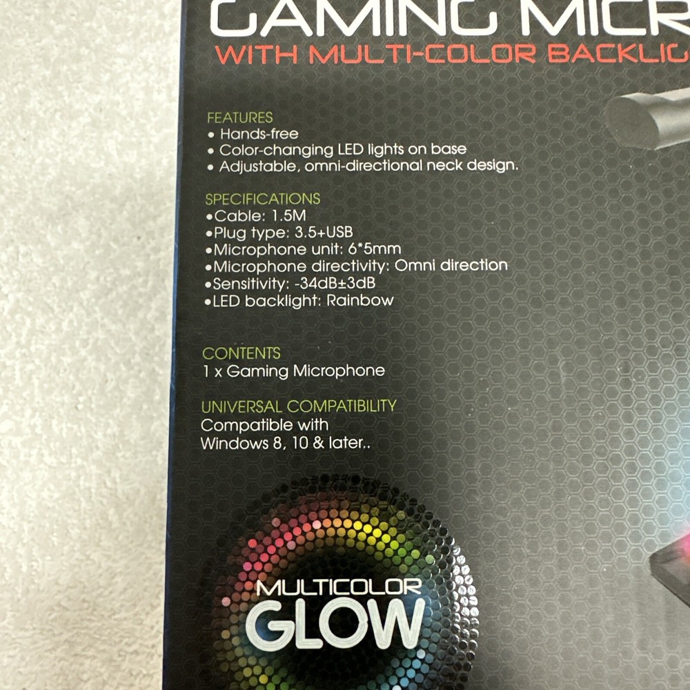 Gaming microphone - new- Multi Color Backlight Bytech Gaming Technology