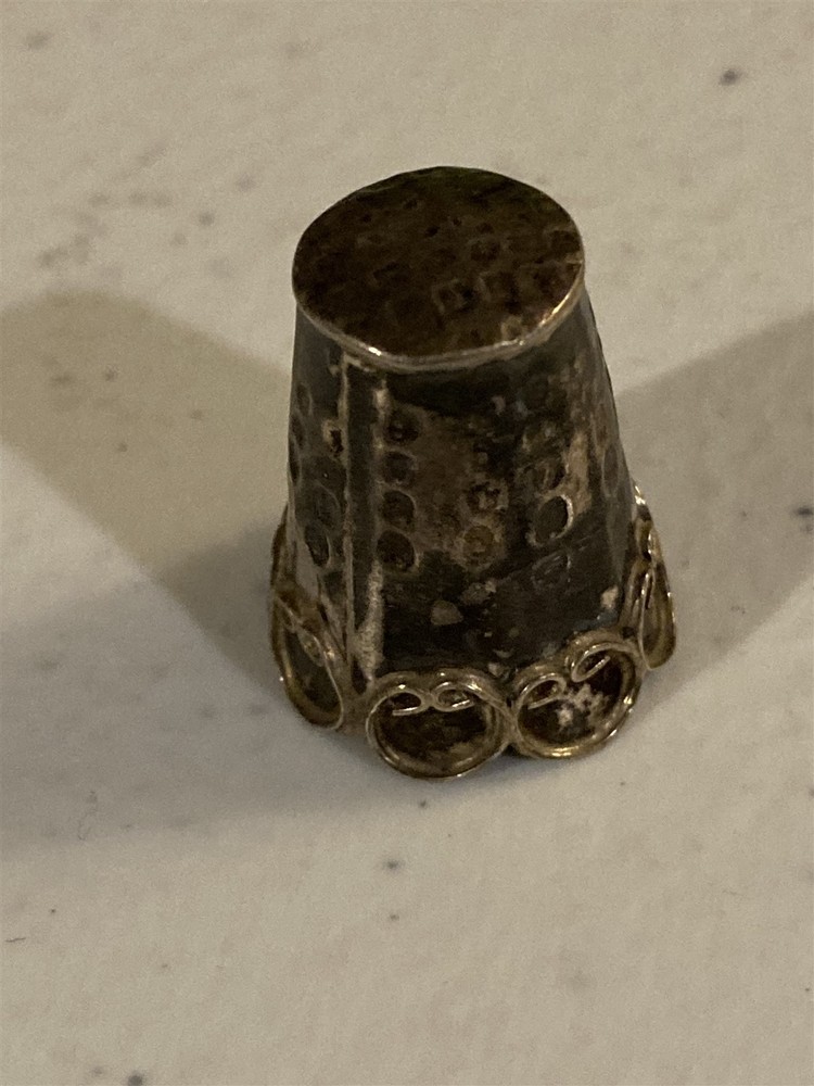 antique silver thimble for sewing