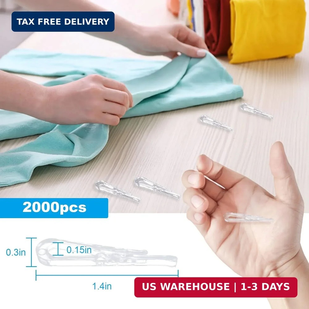 ZOEYES 2000Pcs U Shape Plastic Alligator Clips, 1.5"Transparent Plastic Clothesp