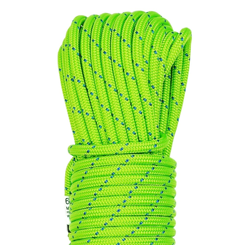 6mm Accessory Cord Rope Double Braid CE/UIAA (Green, 20ft)