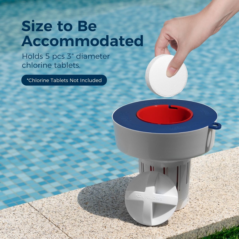 POOL FELLOWS Pool Tablet Dispenser for 3 inch Tablets, Floating Tablet Holder