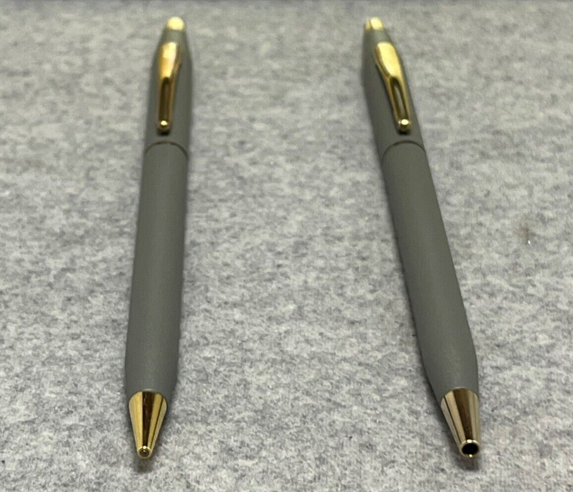 RARE Cross Matte Gray & 23K Gold Trim Pen & 0.5mm Pencil, Box, Manual