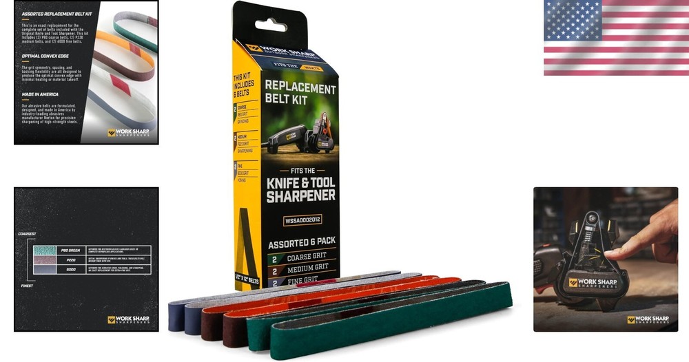 Replacement Abrasive Belt Kit - Assorted Grits P80, P220, 6000 (6 Pack)