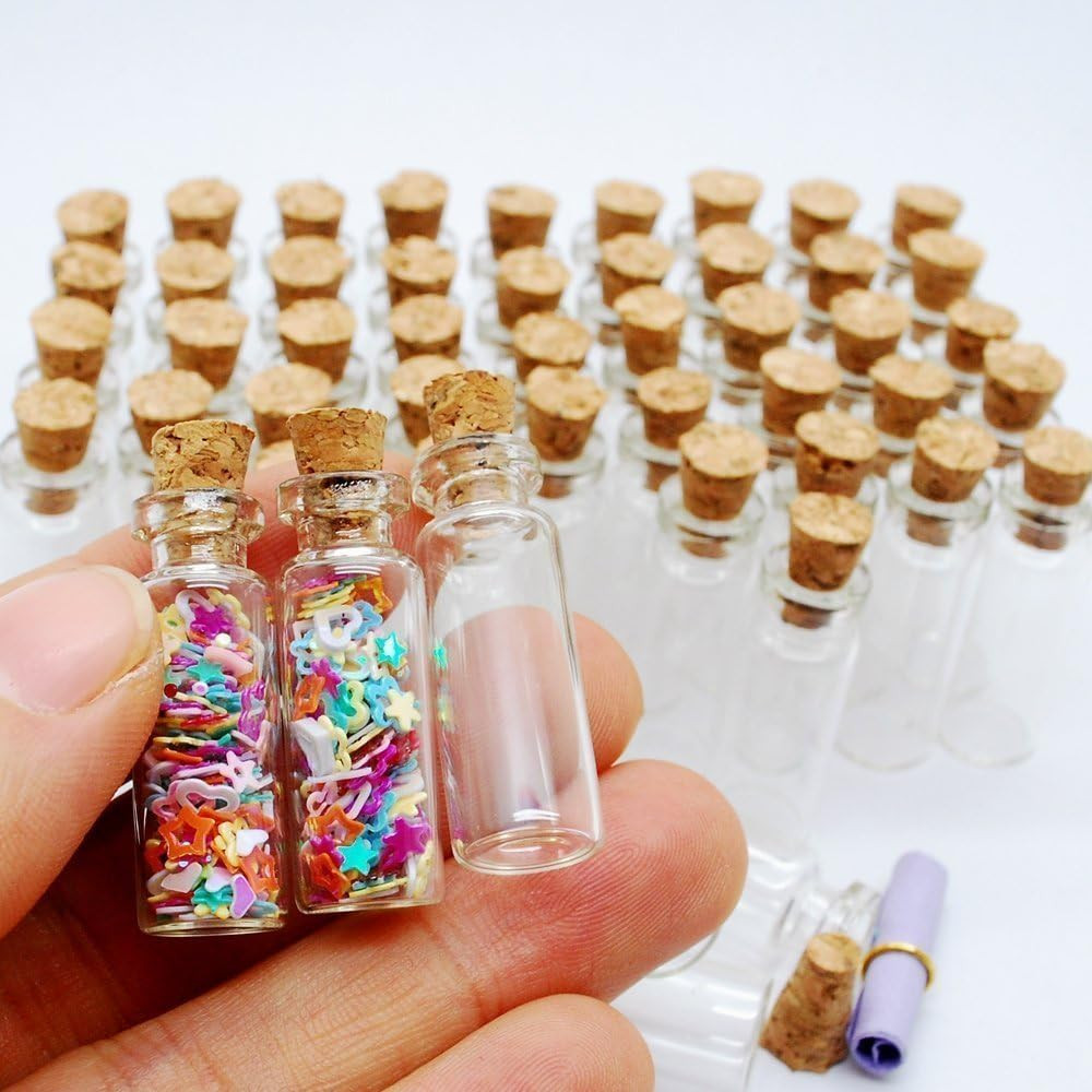 10Pcs/1Ml Empty Sample Glass Bottles Jars Vials Case Container with Cork Stopper