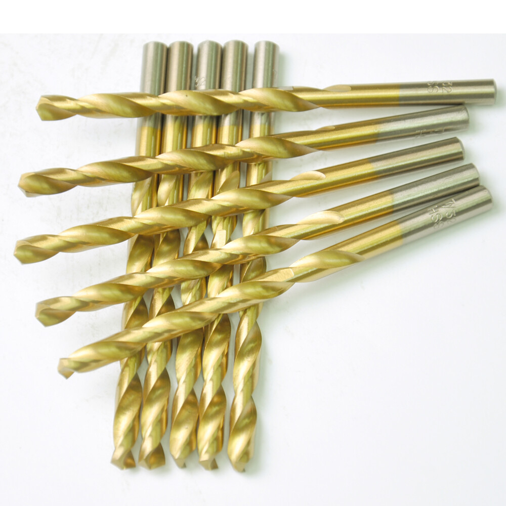 Drillforce 5PCS 1/2" Titanium Drill Bits Set HSS Metal Woodworking Drill Bit