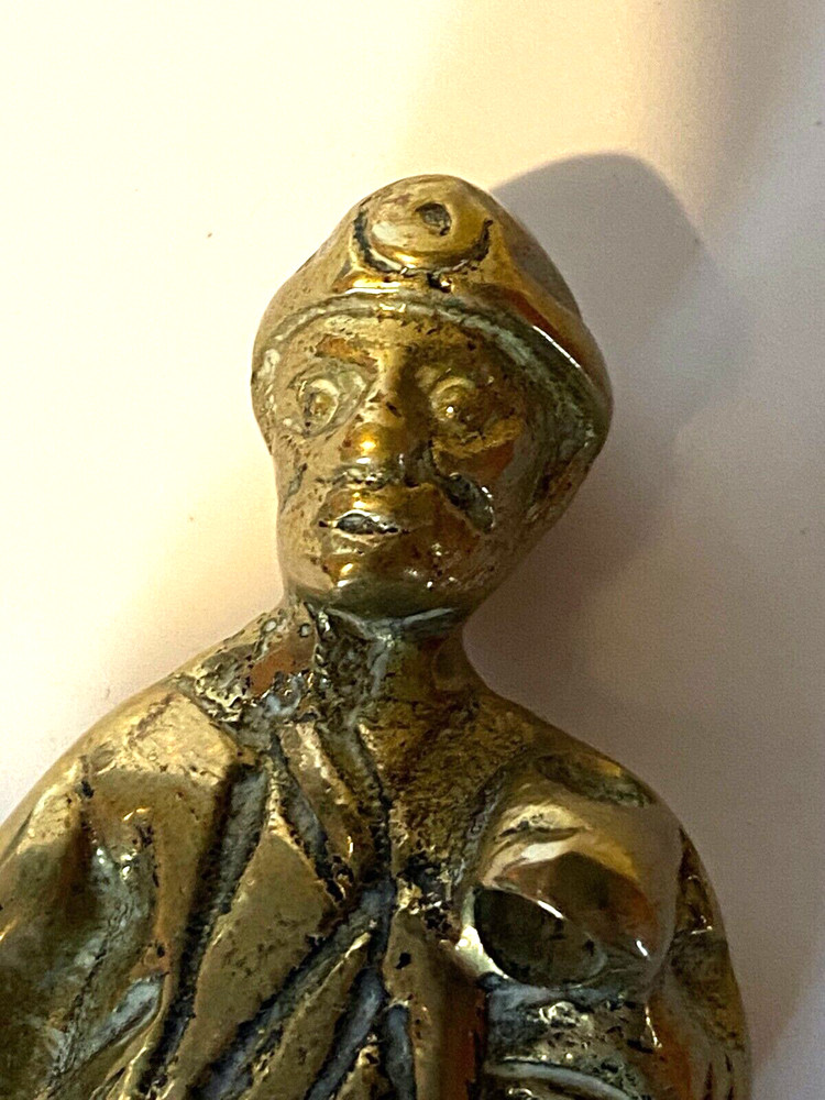 11 cm Vintage Solid Brass Coal Miner Missing His Pick