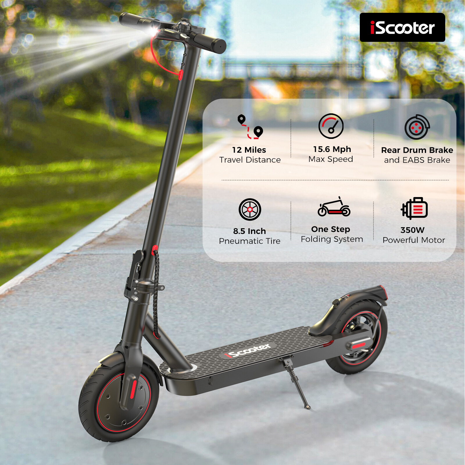 Portable Folding Electric Scooter 350W Long Range 20Km 3-Speed Modes E-Scooter