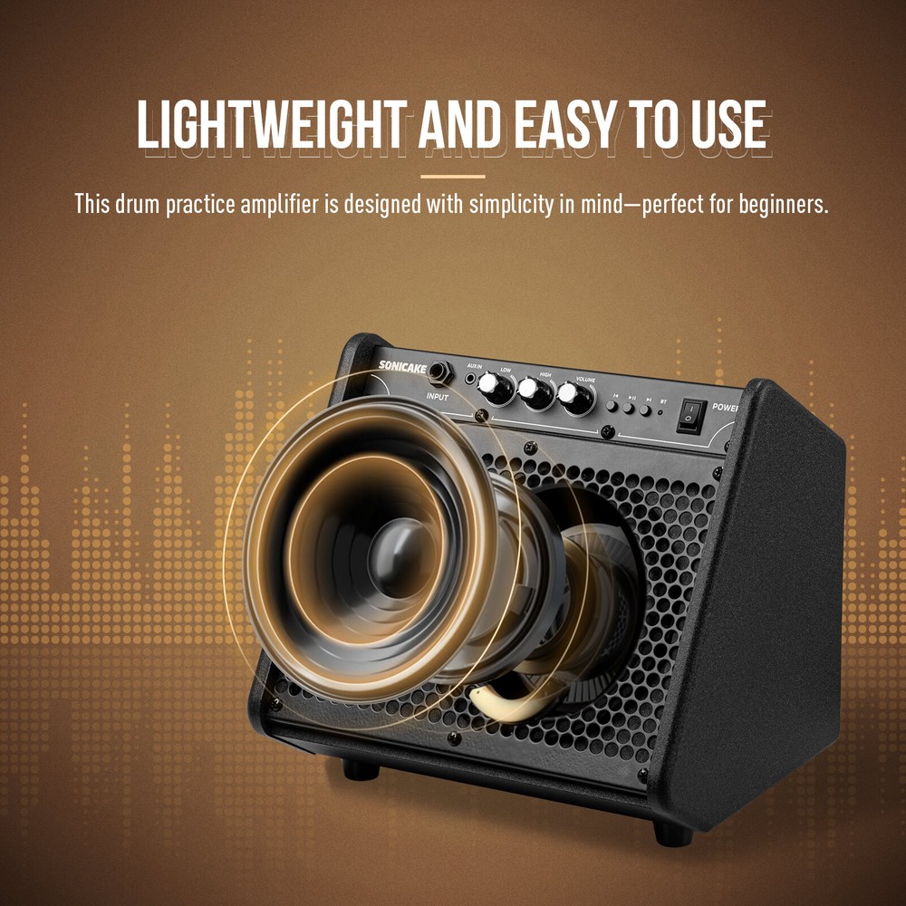 SONICAKE Electric Drum Amplifier 20W Bluetooth Speaker System Dual Drivers