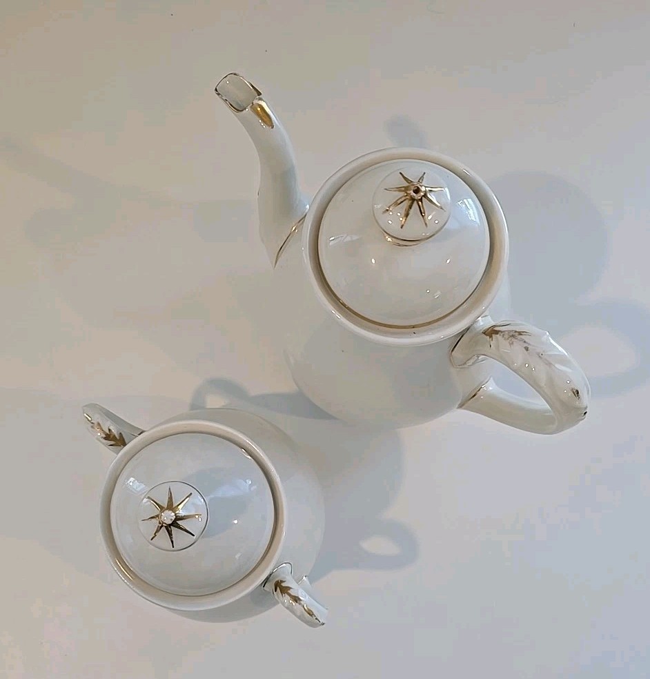 Antique Haviland Limoges Wedding Ring Pattern Tea/Coffee Pot & Sugar