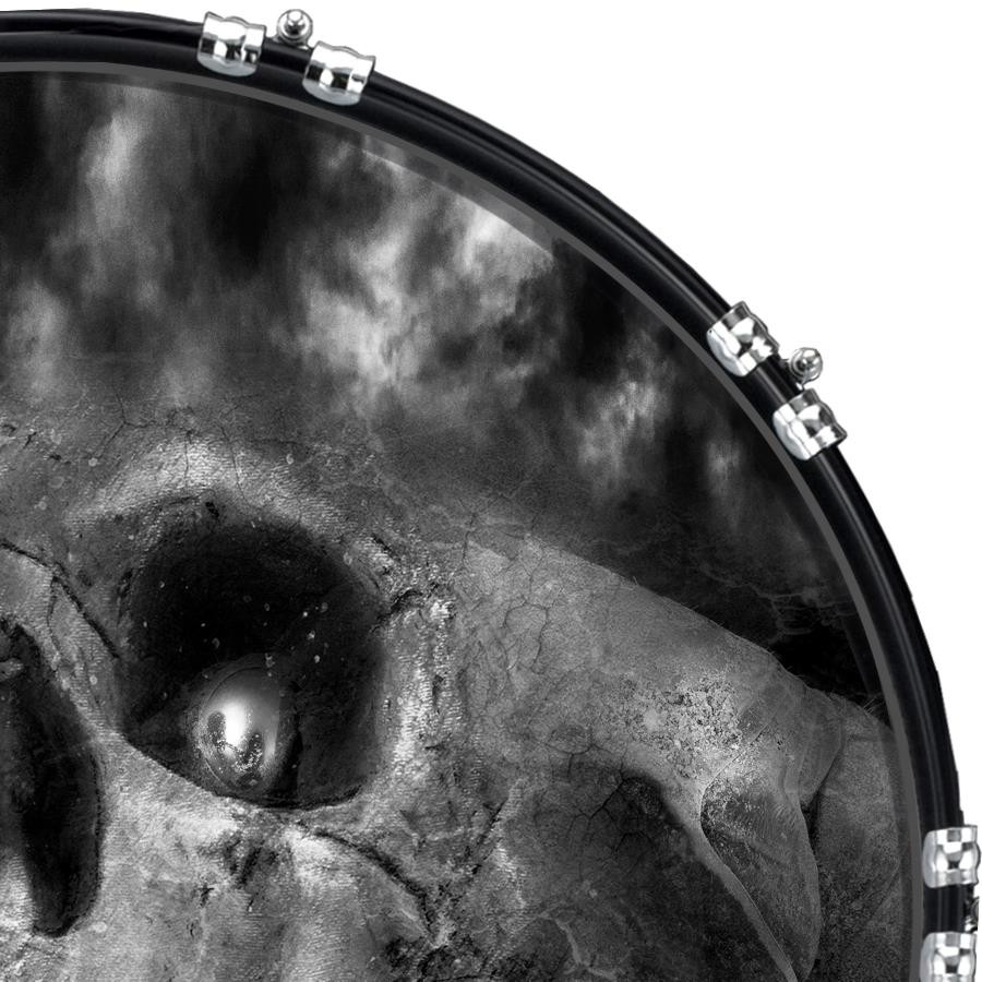 20" Custom Bass Kick Drum Front Head Graphic Graphical Skull Clouds