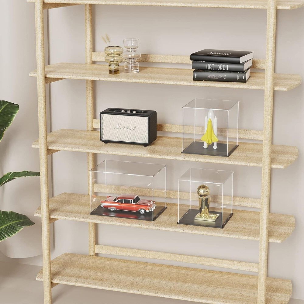 Acrylic Box with Matt Black Base, Simple Self-Assembly Clear Acrylic Display ...