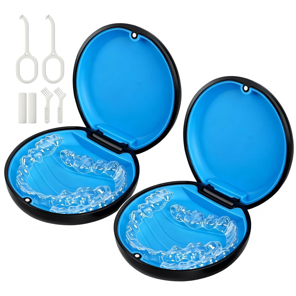 2 Pack Retainer Case, Compatible with Invisalign, Cute Orthodontic Slim Aligner