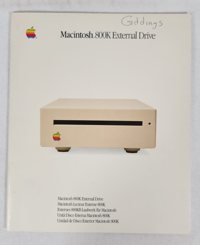 Apple Computer Macintosh 800K External Drive 1985 Manual ~ Vintage Computing