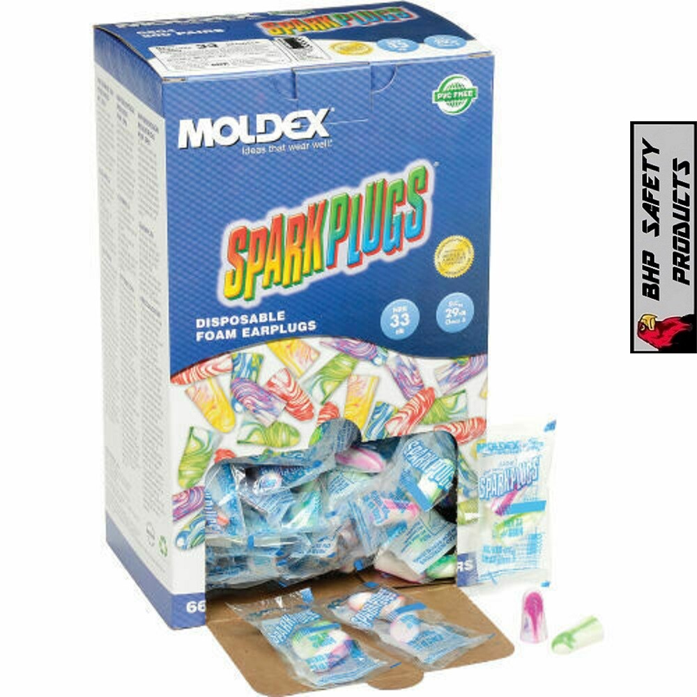Moldex 6604 SparkPlugs Uncorded Earplugs Individually Wrapped Various Quantities