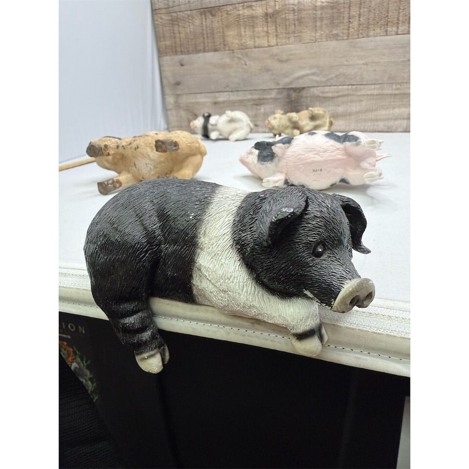 Gerson Farmhouse Pig Figurines Set of 5 Rustic Country Decor Multicolor