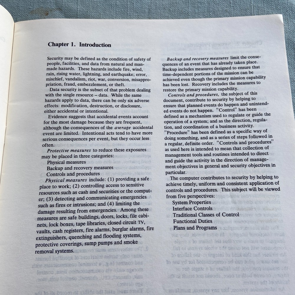 Vintage IBM Data Security Controls Procedures DP Installations 1977 2nd Ed. PC