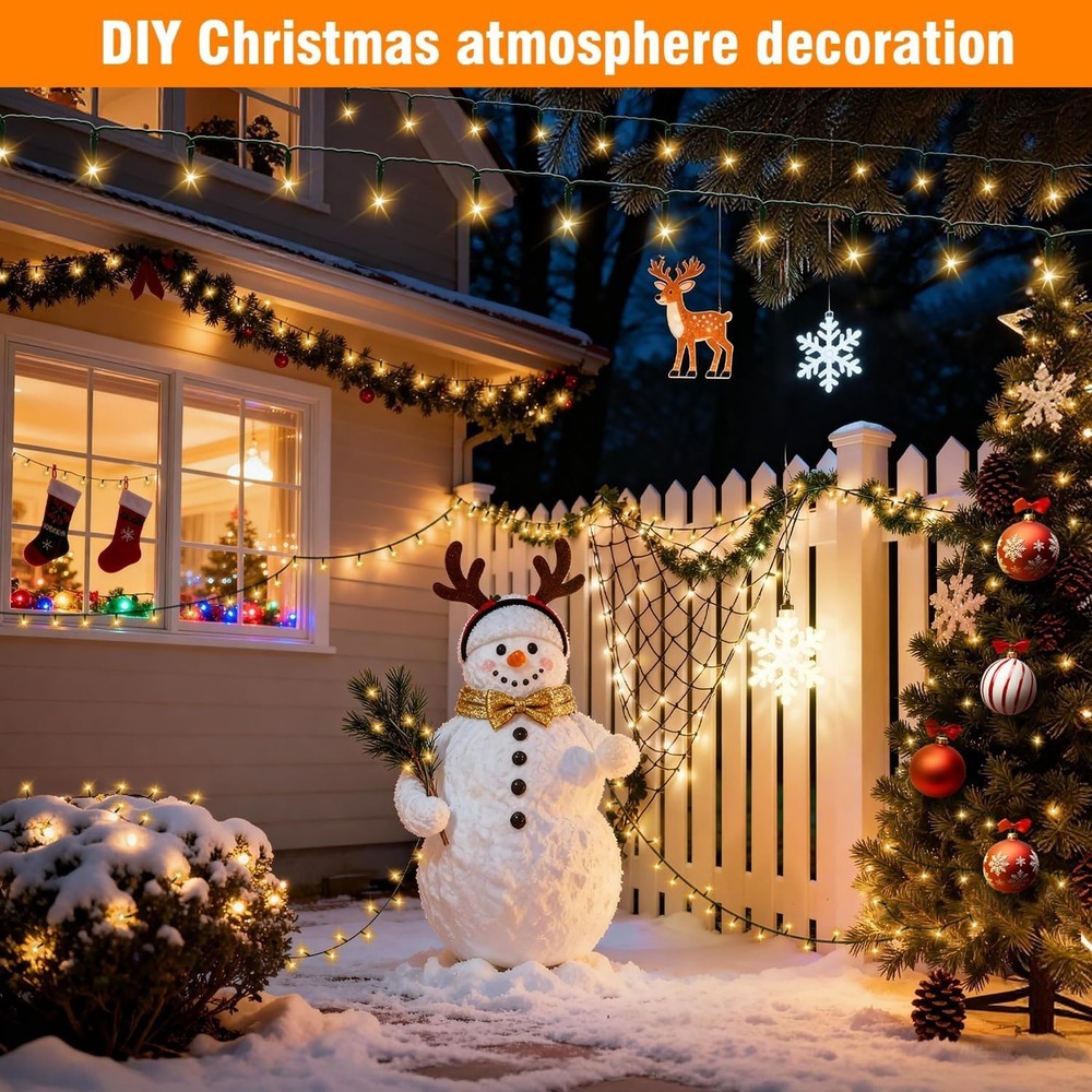 Waterproof 200 LED Connectable String Lights - 66FT Warm White for Holiday Decor