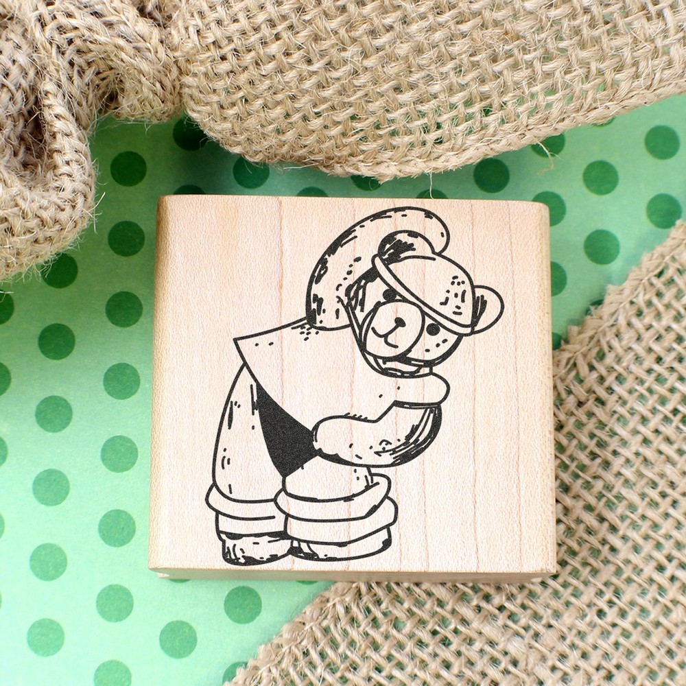 Exercise Bear Art Rubber Stamp
