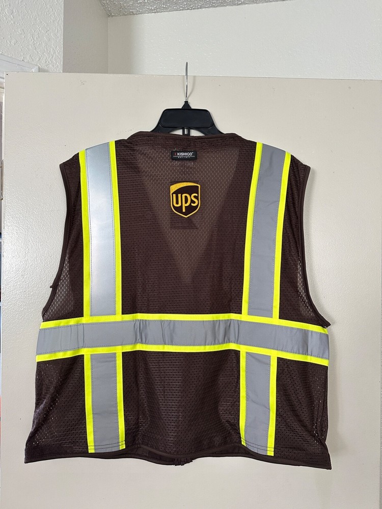 Brown safety vest reflective with pockets
